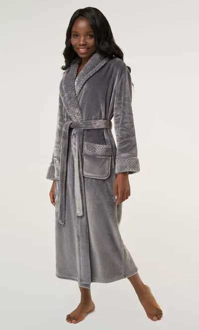 Women Fleece Bathrobe for Women, Comfy Women's Robe Long - Shawl