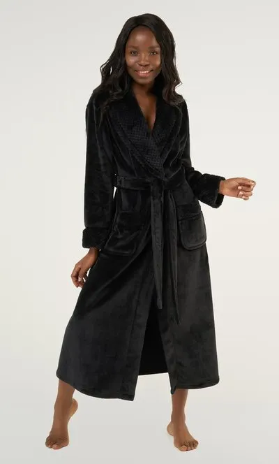 Women Fleece Bathrobe for Women, Comfy Women's Robe Long - Shawl