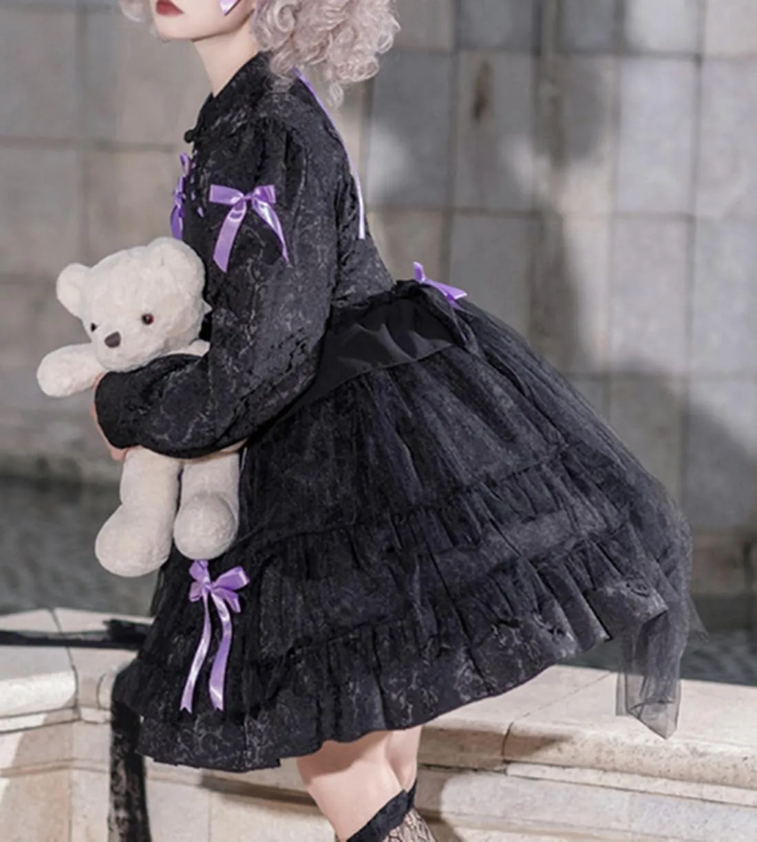 Women Teens Japanese Kawaii Cute Lolita Dress Long Sleeve Sweet High Waist Princess Party Dresses