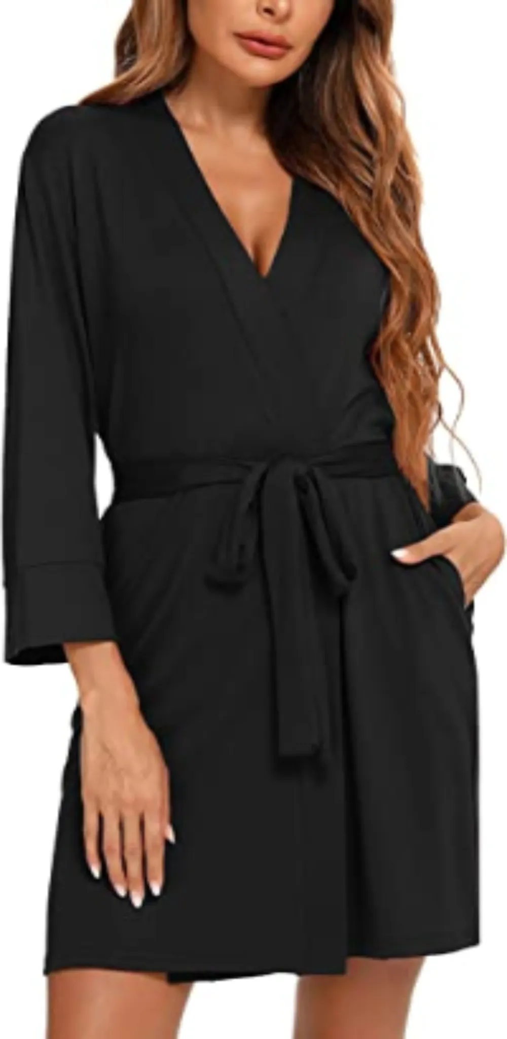 Women's black Comfortable Short Robe-Women's nightwear