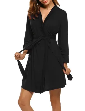 Women's black Comfortable Short Robe-Women's nightwear
