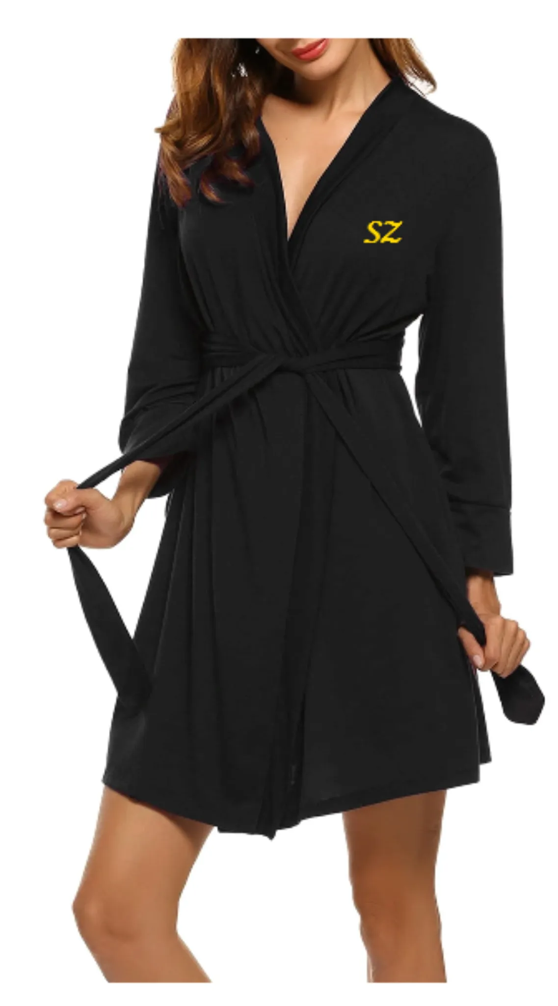 Women's black Comfortable Short Robe-Women's nightwear