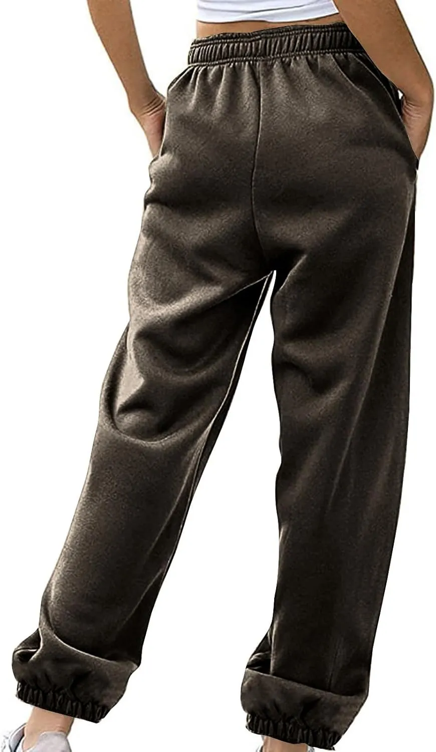 Womens Casual Joggers Cotton Sweatpants,Women Solid Color Trendy Athletic Pants,High Waisted Cute Sport Clothes