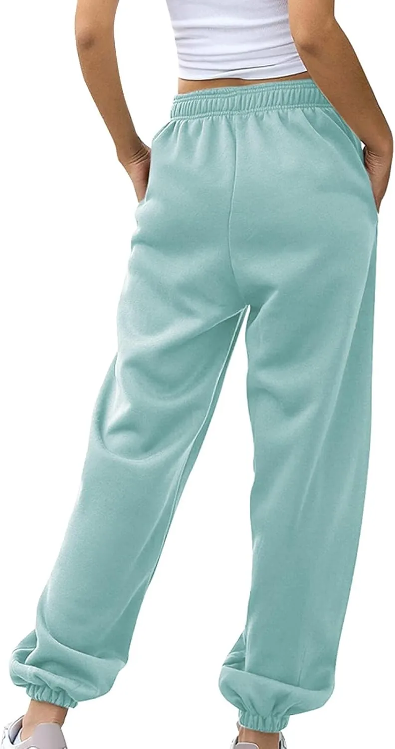 Womens Casual Joggers Cotton Sweatpants,Women Solid Color Trendy Athletic Pants,High Waisted Cute Sport Clothes
