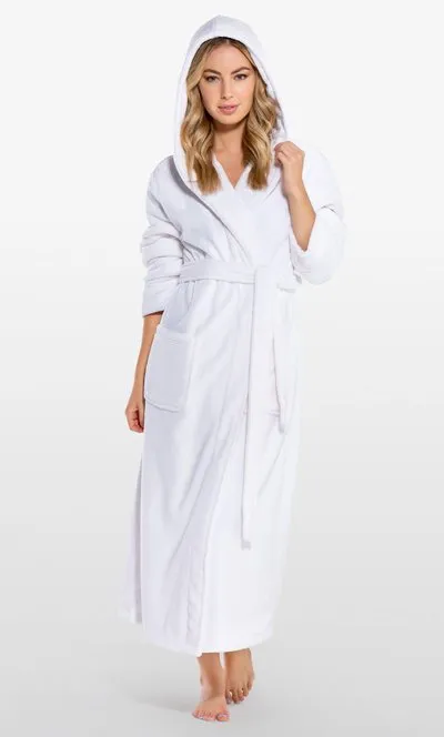 Womens Fleece Bathrobe for Women, Comfy Women's Robe Long - Hooded