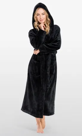 Womens Fleece Bathrobe for Women, Comfy Women's Robe Long - Hooded
